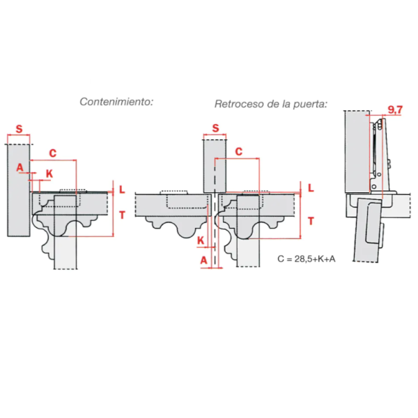 Bisagras 94º PUERTA 20 40 - Imagen 7